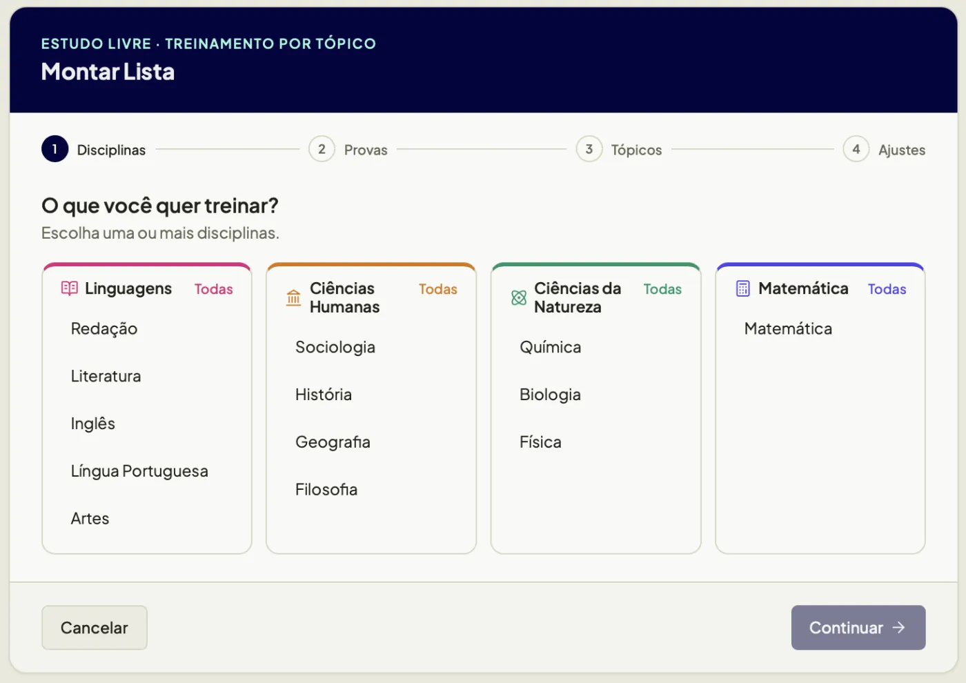 Modo Lista da plataforma A2X